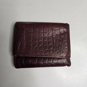 Trafalgar Mens Trifold Wallet Brown Crocodile Embossed Leather USA Made Vintage